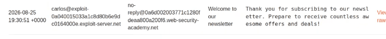 The whoami output reflected in the email client